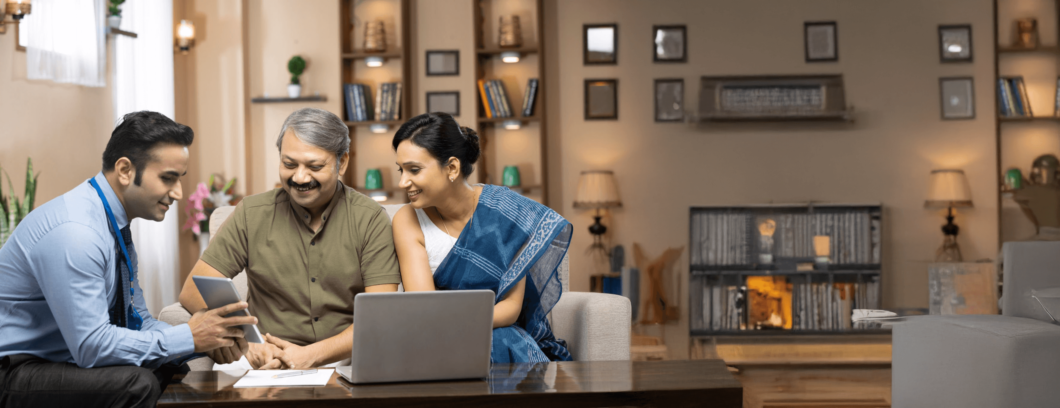 Couple reviewing properties with an agent